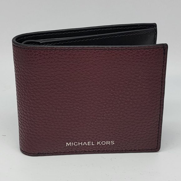 Michael Kors Cooper Billfold with Passcase Merlot Leather Wallet